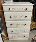 Hand Painted hard wood 5 drawer dresser